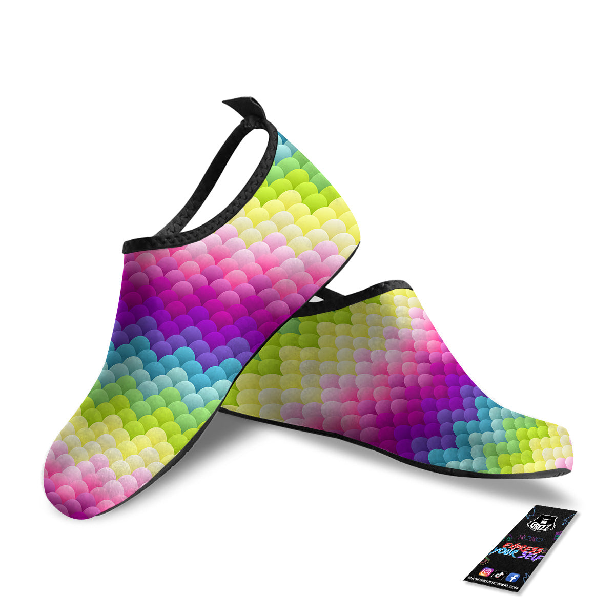 Neon Rainbow Light Blobs Print Pattern Water Shoes-grizzshop
