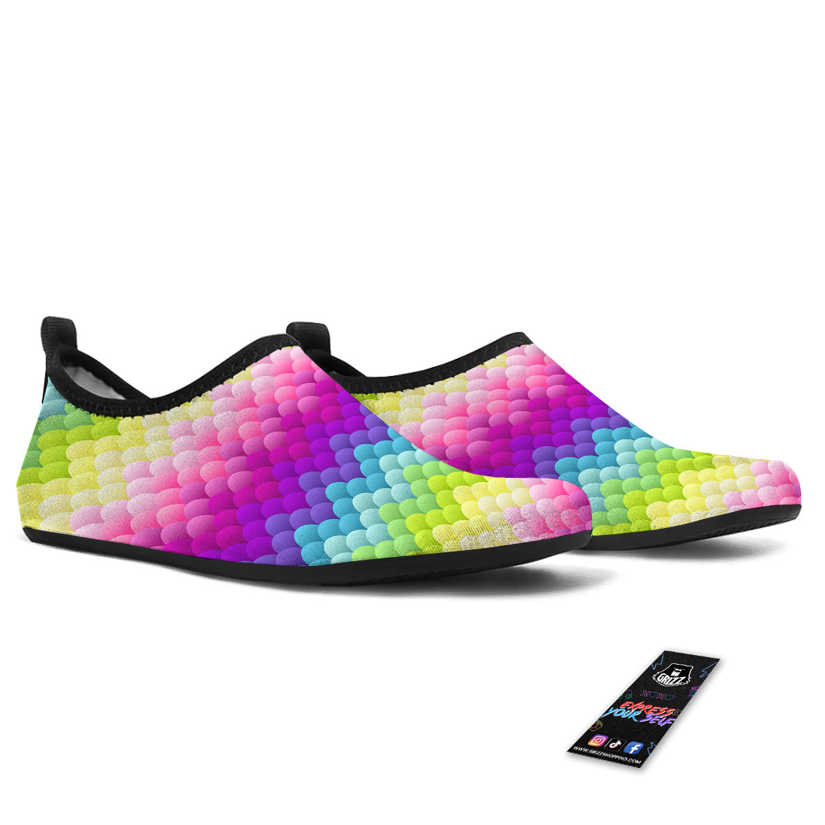 Neon Rainbow Light Blobs Print Pattern Water Shoes-grizzshop