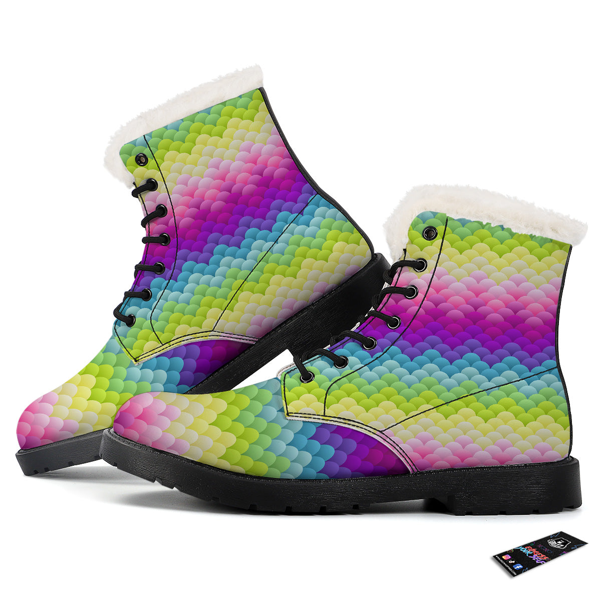 Neon Rainbow Light Blobs Print Pattern Winter Boots-grizzshop