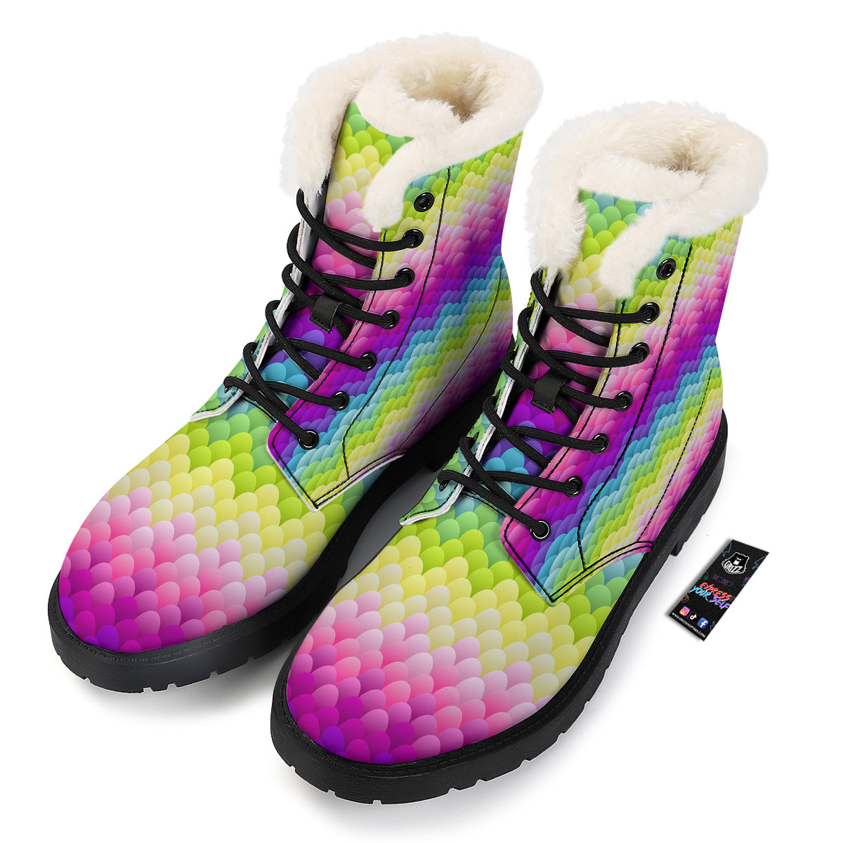 Neon Rainbow Light Blobs Print Pattern Winter Boots-grizzshop