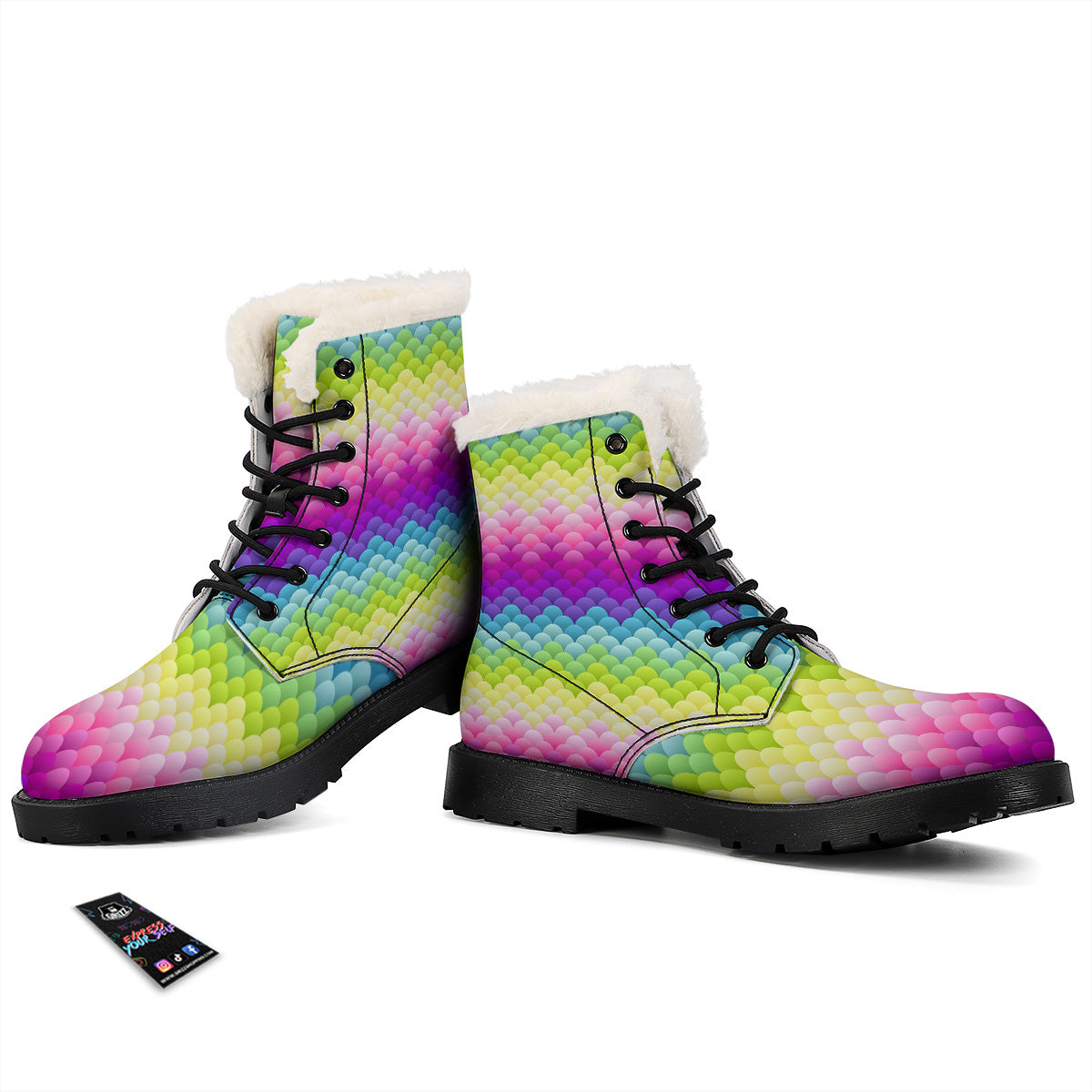 Neon Rainbow Light Blobs Print Pattern Winter Boots-grizzshop
