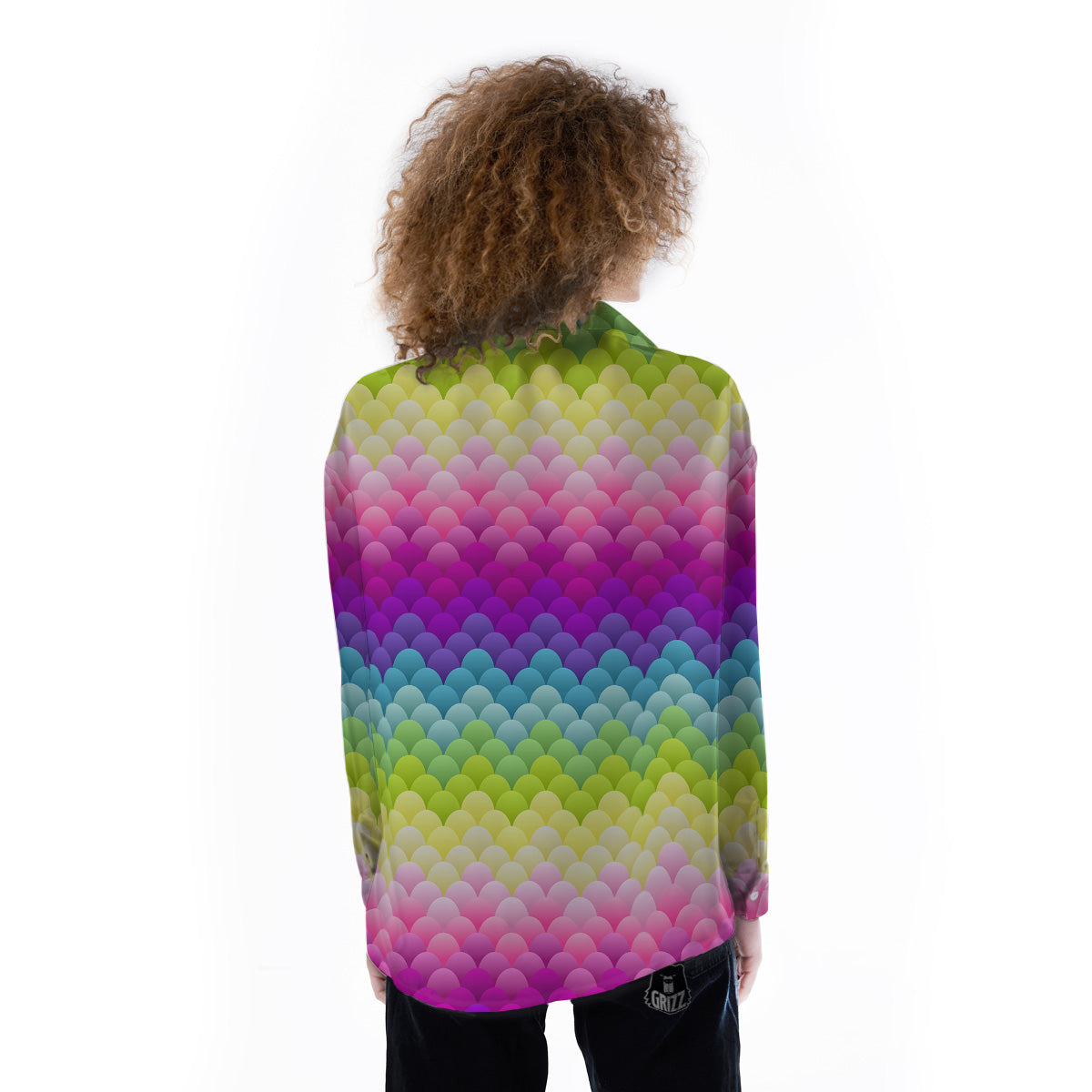 Grizzshopping Neon Rainbow Light Blobs Print Pattern Down Jacket