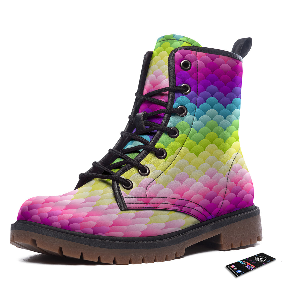 Neon Rainbow Light Blobs Print Pattern Work Boots-grizzshop