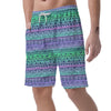 Neon Tribal Aztec Hand Drawn Men's Shorts-grizzshop