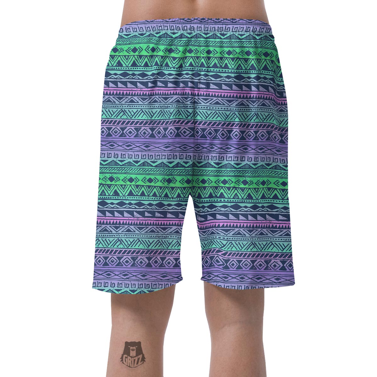 Neon Tribal Aztec Hand Drawn Men's Shorts-grizzshop