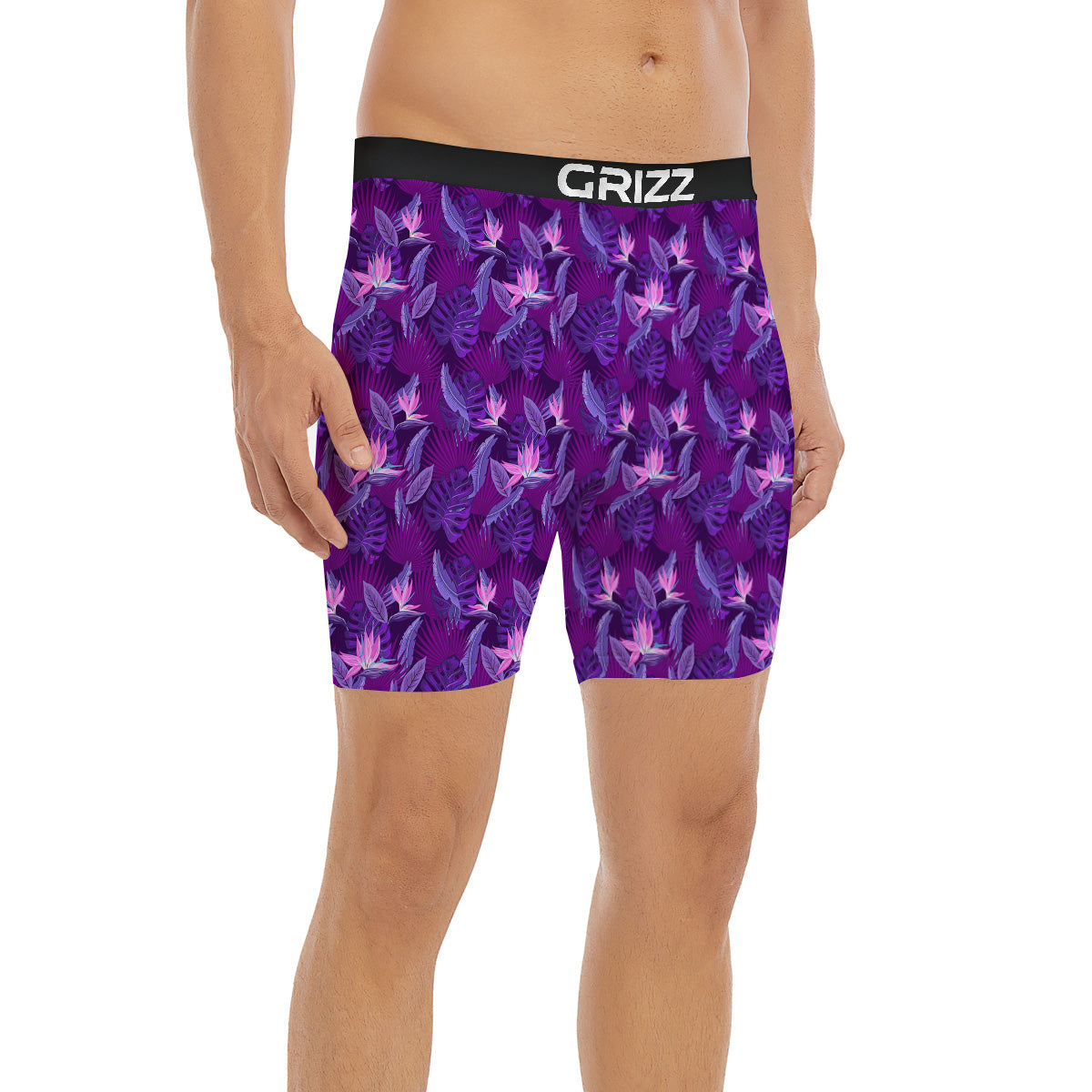 Neon Tropical Foliage And Leave Print Pattern Boxer Briefs-grizzshop