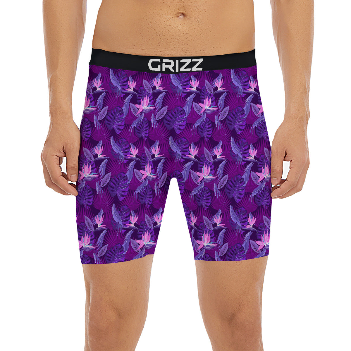 Neon Tropical Foliage And Leave Print Pattern Boxer Briefs-grizzshop