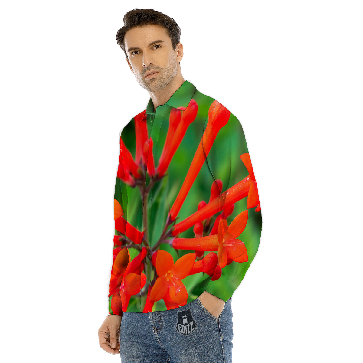 Neon Tropical Foliage And Leave Print Pattern Men's Dress Shirts-grizzshop