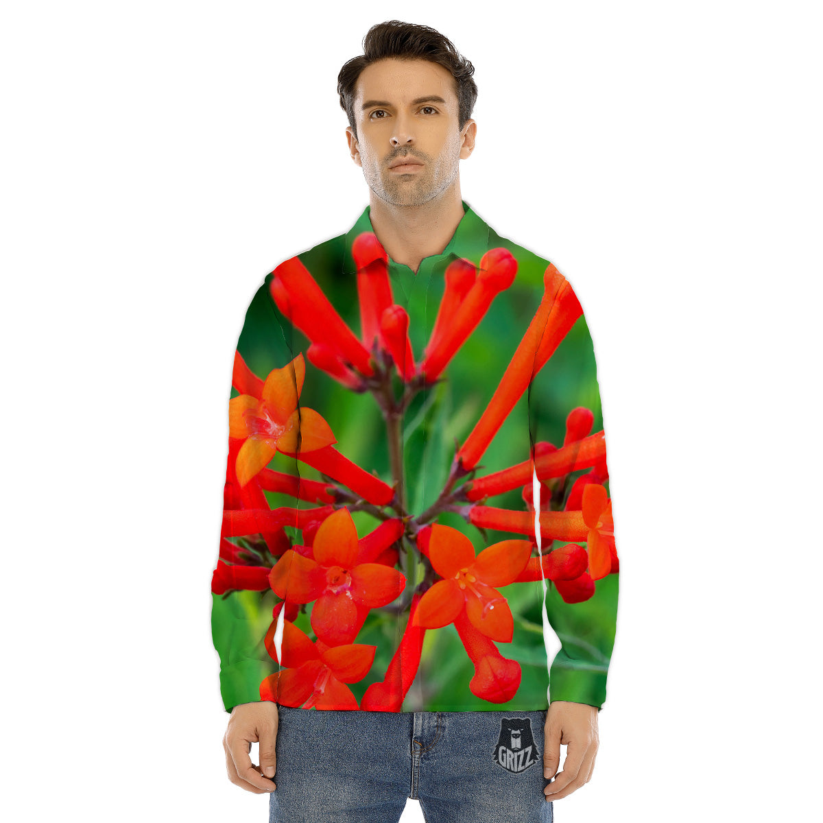 Neon Tropical Foliage And Leave Print Pattern Men's Dress Shirts-grizzshop
