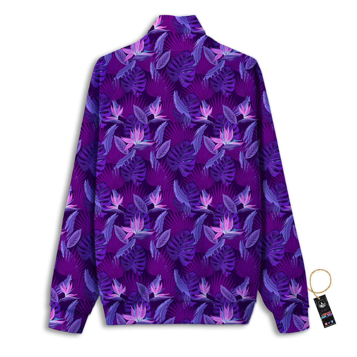 Neon Tropical Foliage And Leave Print Pattern Track Jacket-grizzshop