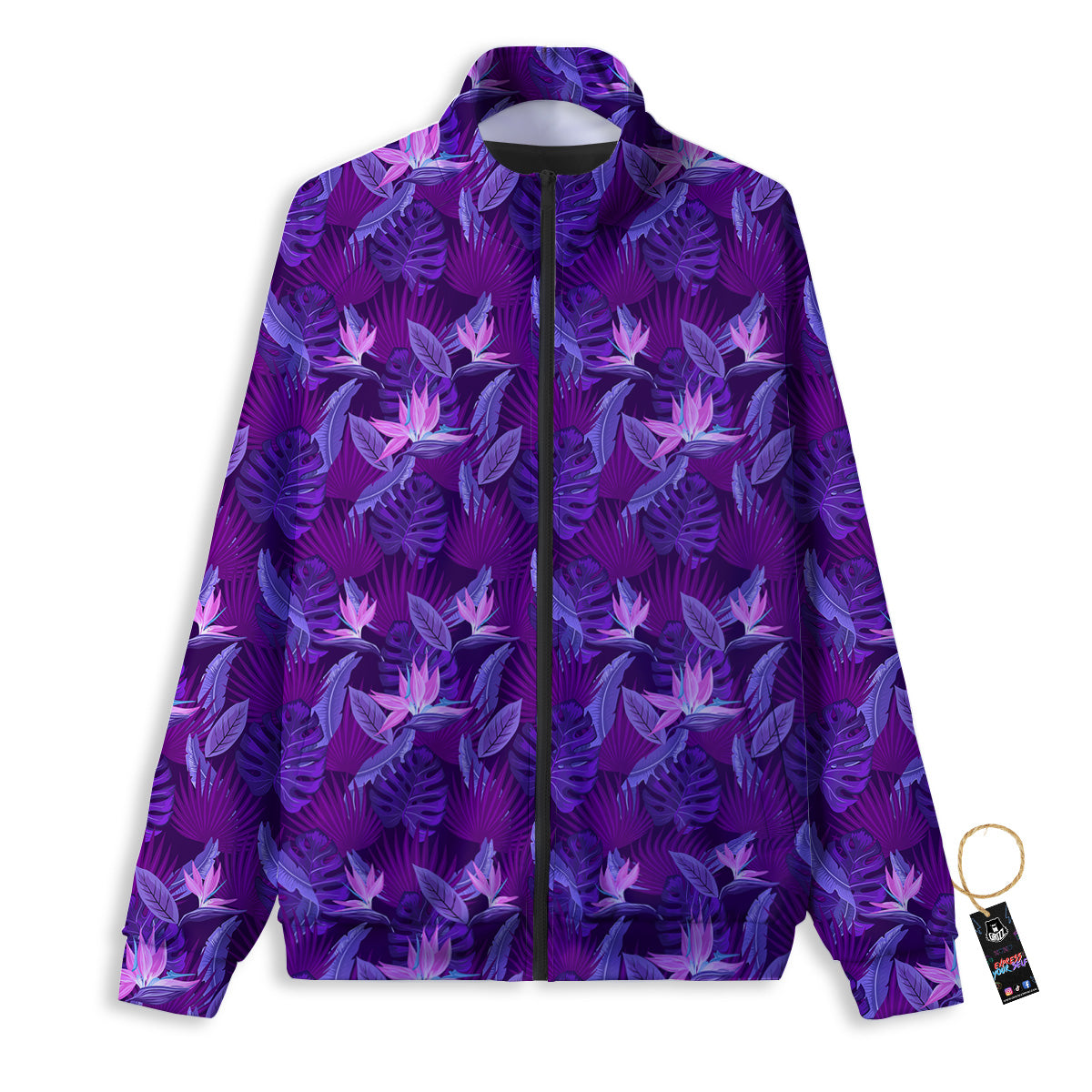 Neon Tropical Foliage And Leave Print Pattern Track Jacket-grizzshop