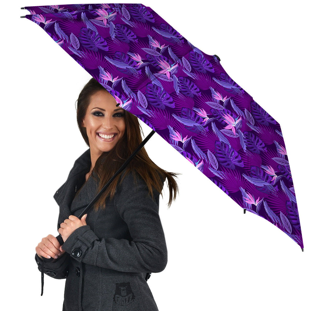 Neon Tropical Foliage And Leave Print Pattern Umbrella-grizzshop