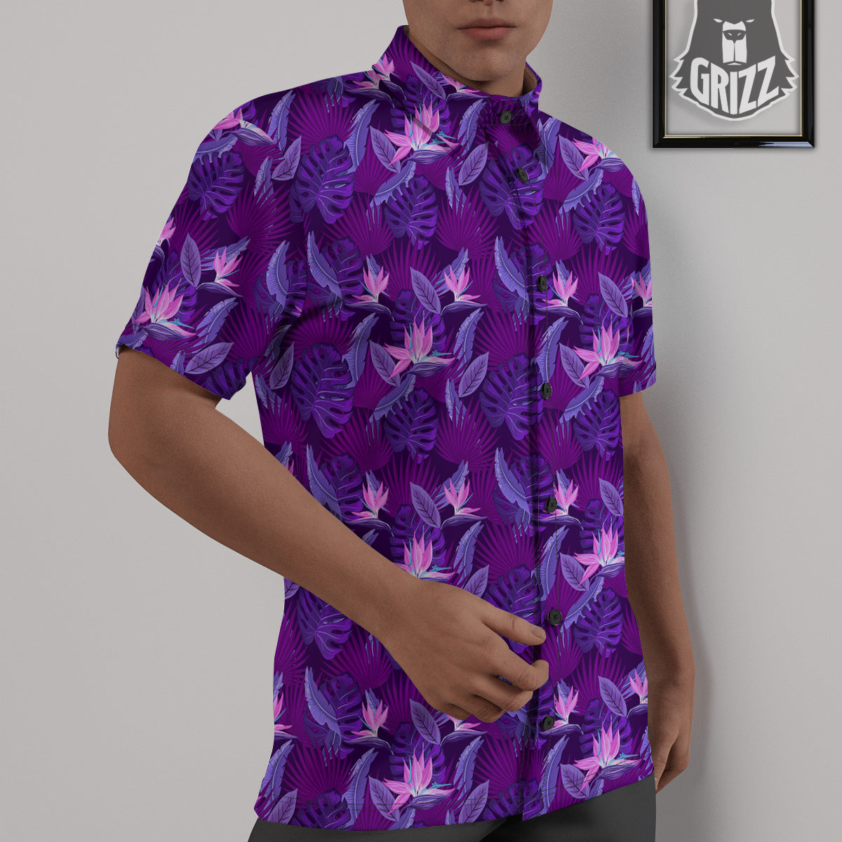 Neon Tropical Foliage And Leave Print Pattern Untucked Shirts-grizzshop