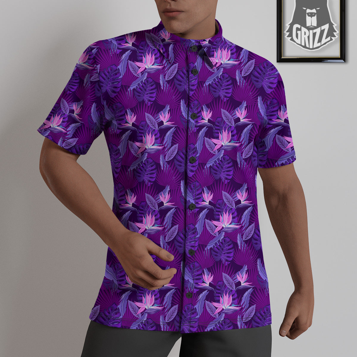 Neon Tropical Foliage And Leave Print Pattern Untucked Shirts-grizzshop