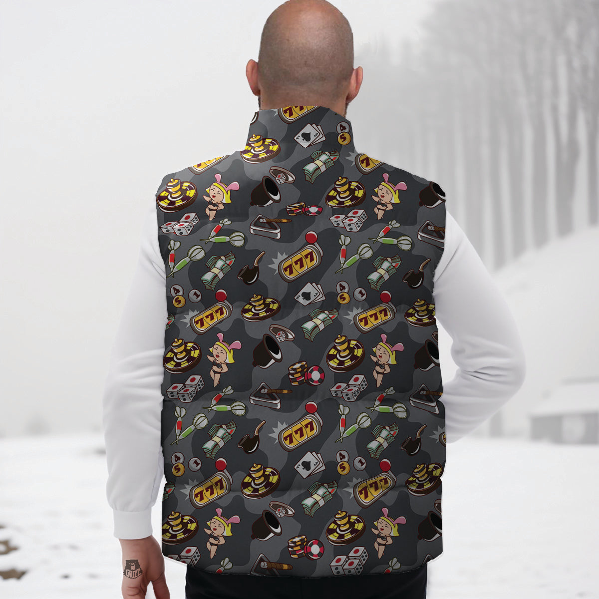 Neon Tropical Palm Leaves Hawaiian Pattern Print Down Vest