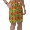 Neon Yellow Pineapple Hawaiian Print Men's Shorts-grizzshop