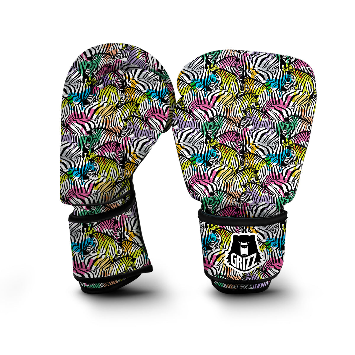 Neon Zebra Pattern Print Boxing Gloves-grizzshop