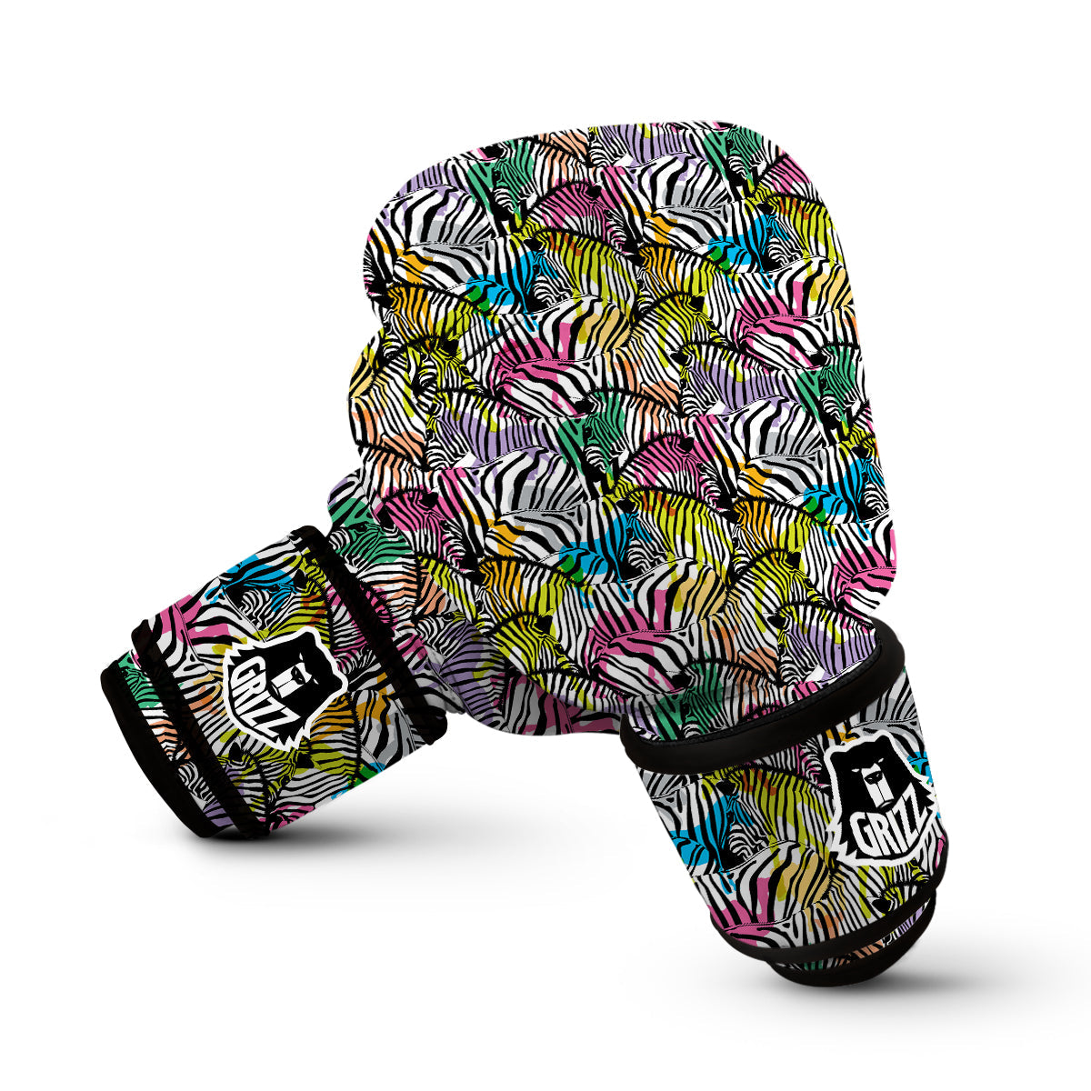 Neon Zebra Pattern Print Boxing Gloves-grizzshop