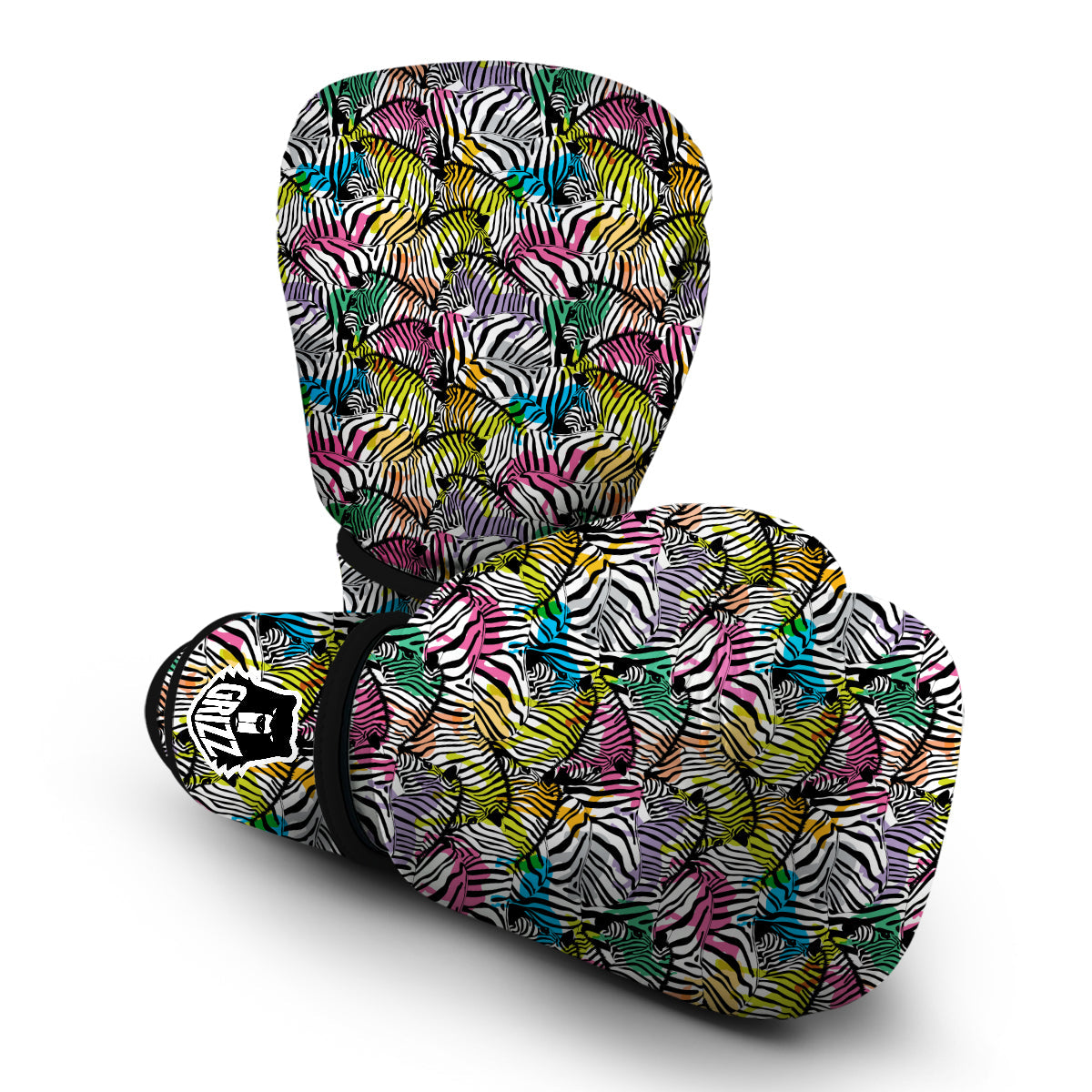 Neon Zebra Pattern Print Boxing Gloves-grizzshop