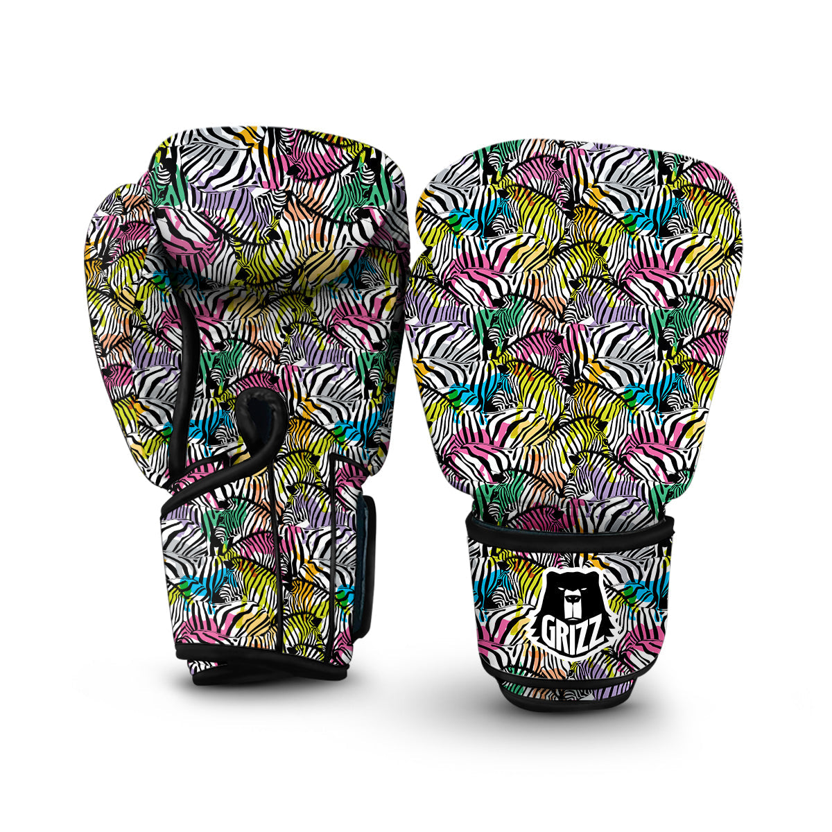 Neon Zebra Pattern Print Boxing Gloves-grizzshop