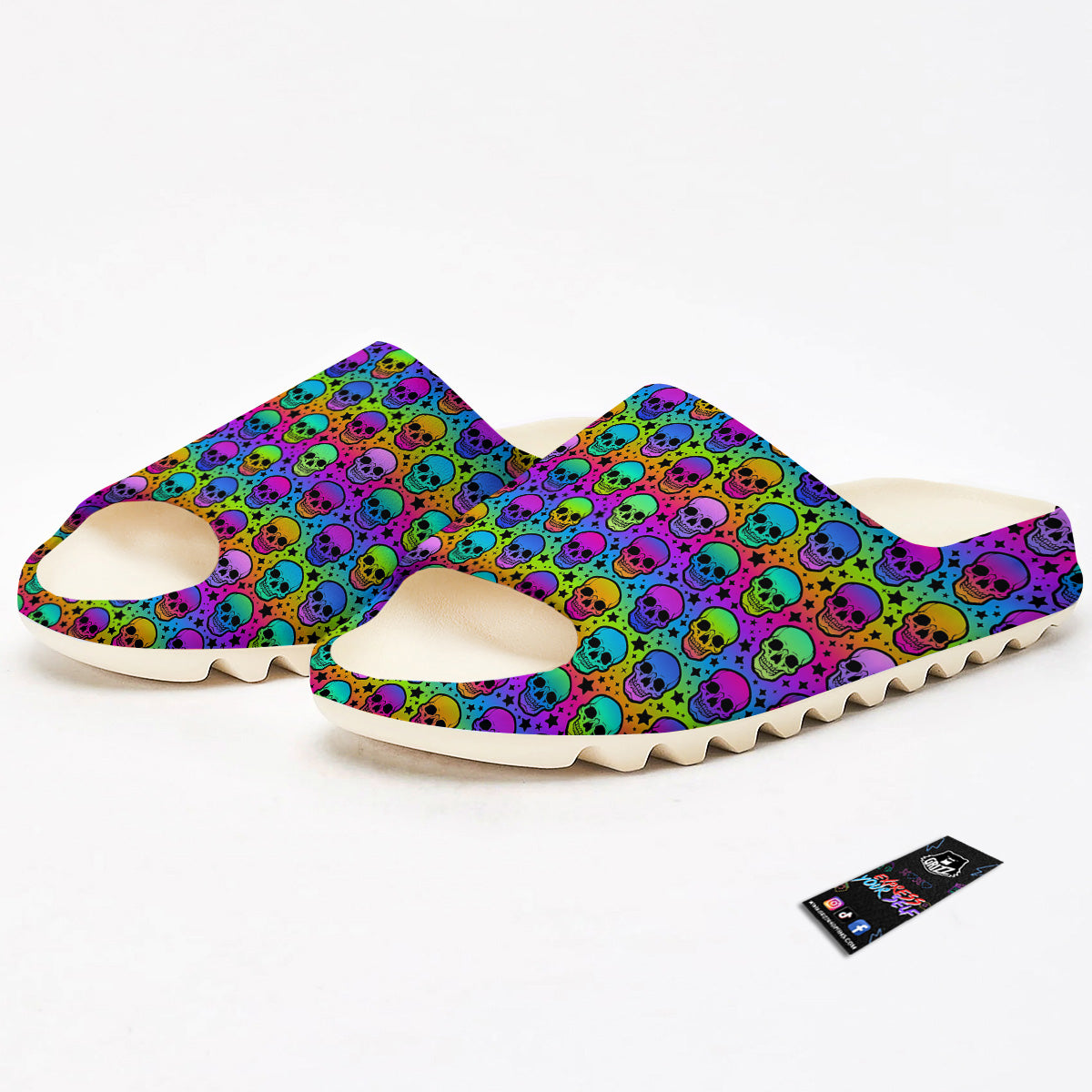 Neon Bright Human Skulls Print Pattern Sandals-grizzshop