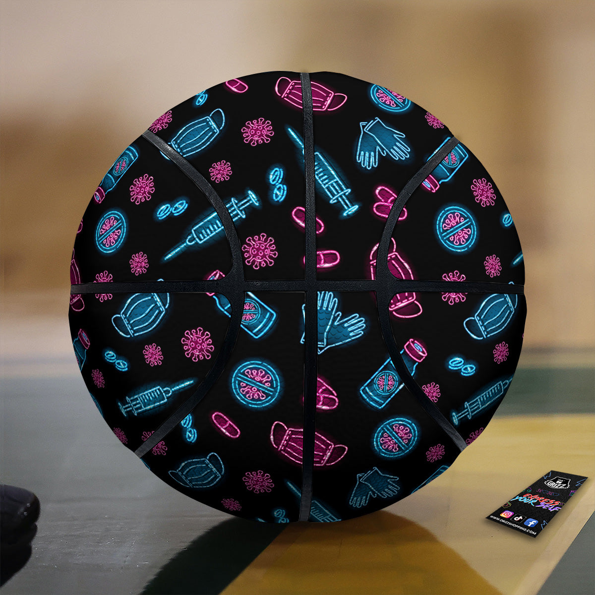Neon Medical Equipment Print Pattern Basketball