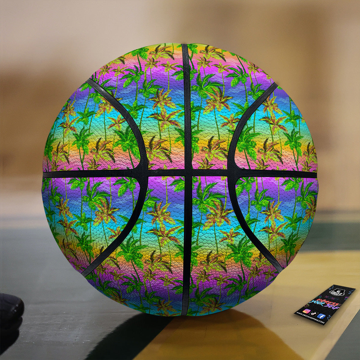 Neon Palm Tree Print Pattern Basketball