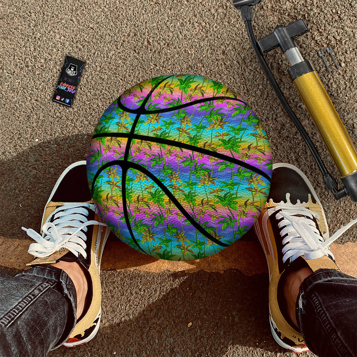 Neon Palm Tree Print Pattern Basketball