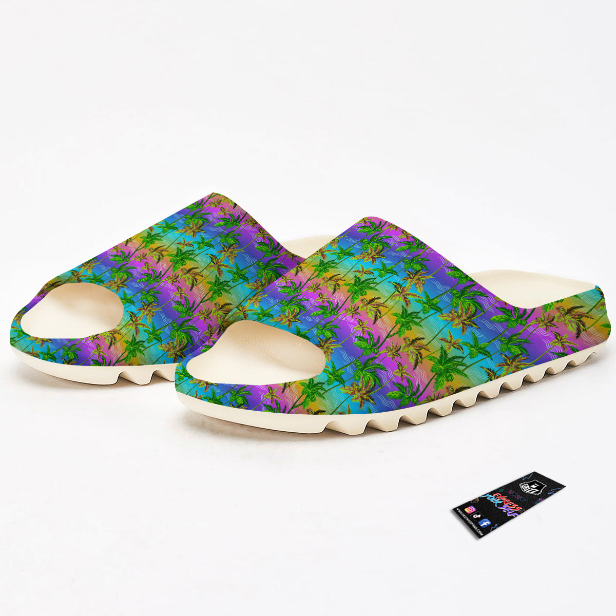 Neon Palm Tree Print Pattern Sandals-grizzshop