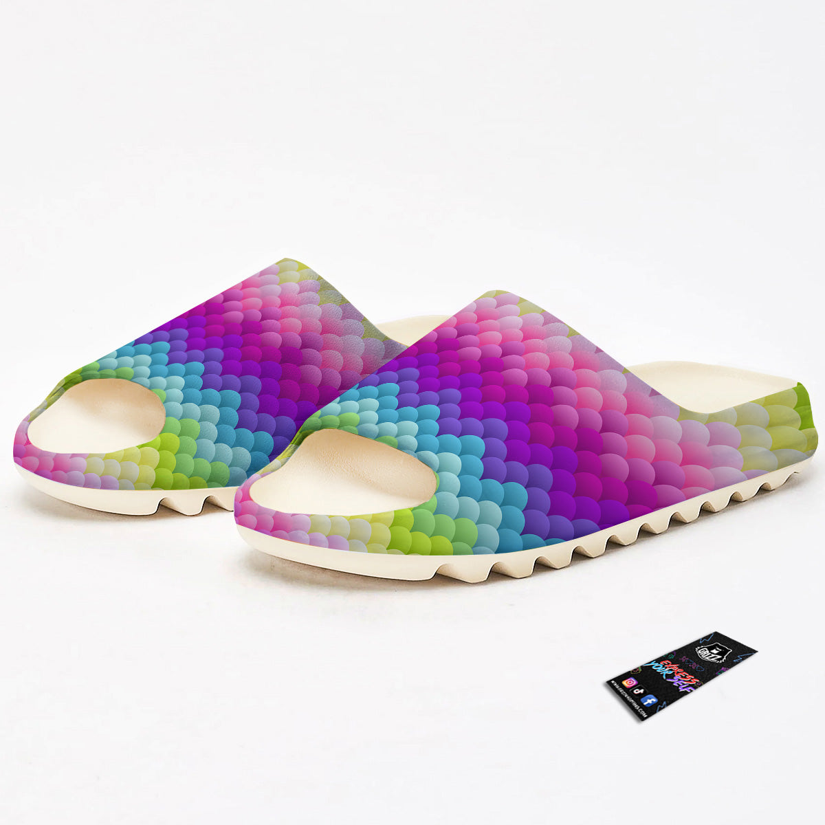 Neon Rainbow Light Blobs Print Pattern Sandals-grizzshop