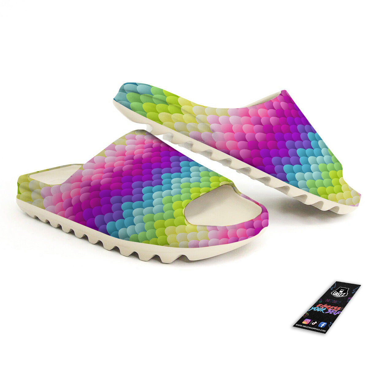 Neon Rainbow Light Blobs Print Pattern Sandals-grizzshop