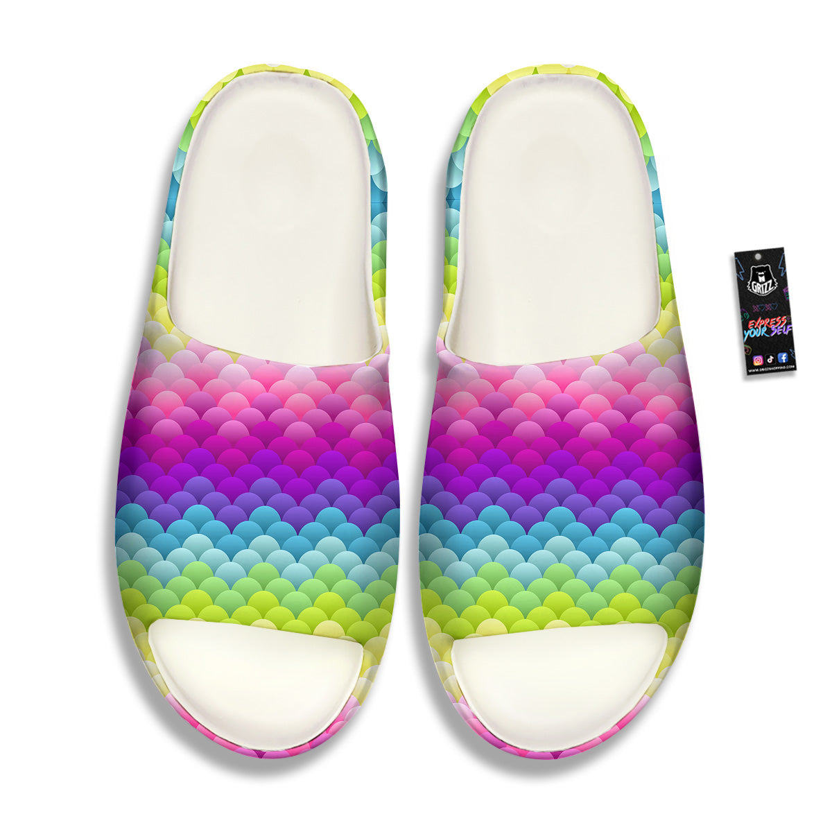 Neon Rainbow Light Blobs Print Pattern Sandals-grizzshop