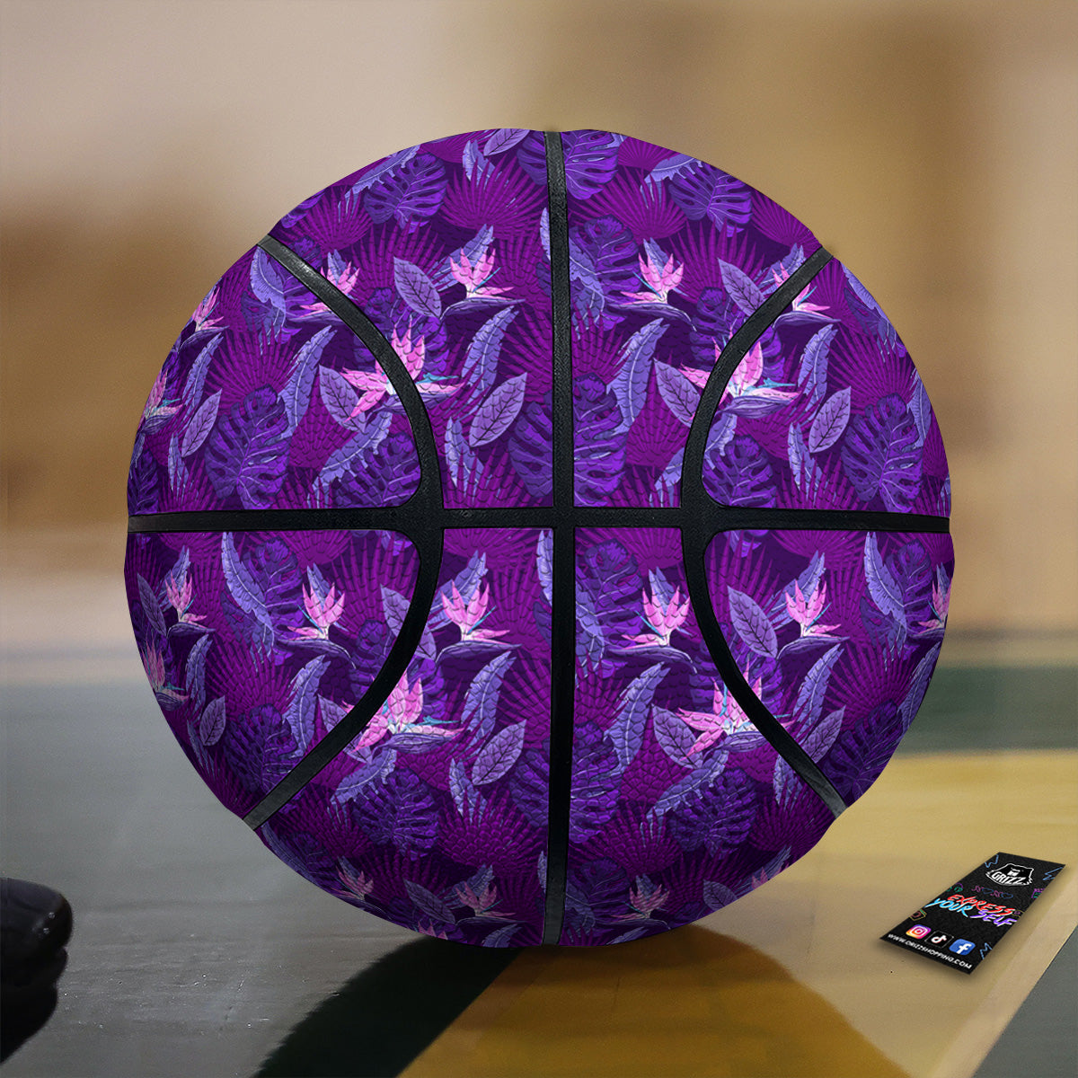 Neon Tropical Foliage And Leave Print Pattern Basketball