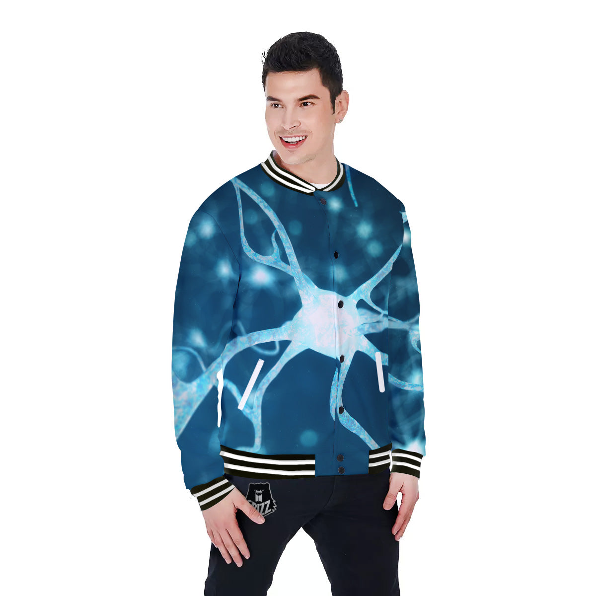 Neurons Inside The Brain Print Baseball Jacket-grizzshop