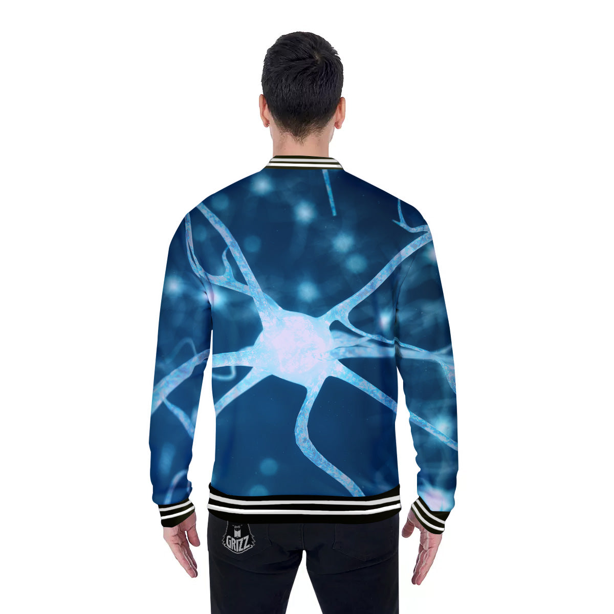 Neurons Inside The Brain Print Baseball Jacket-grizzshop