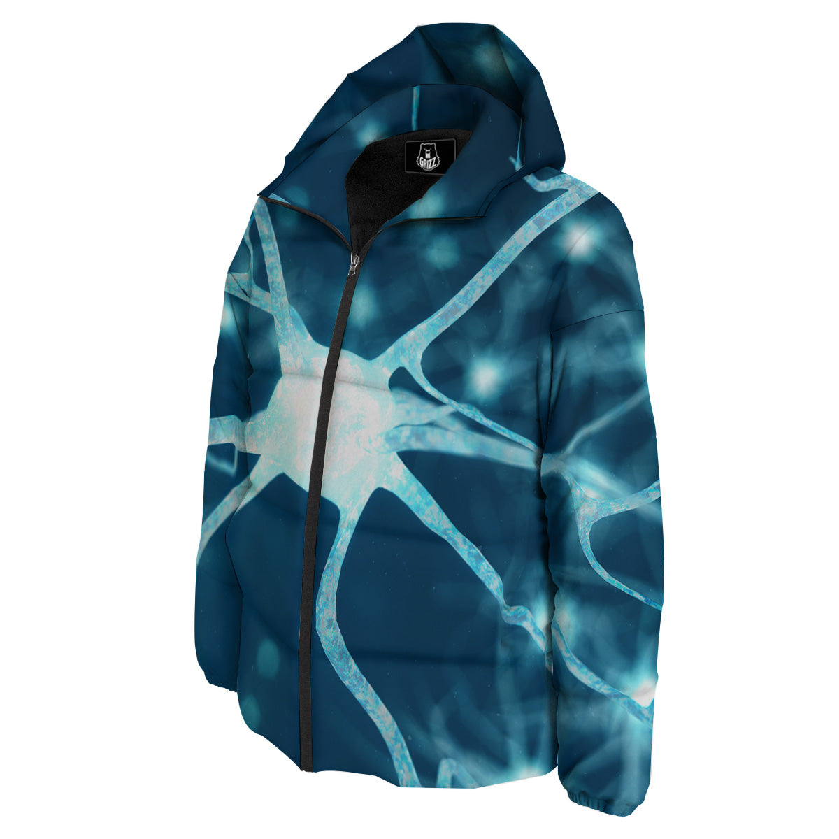Neurons Inside The Brain Print Down Jacket-grizzshop