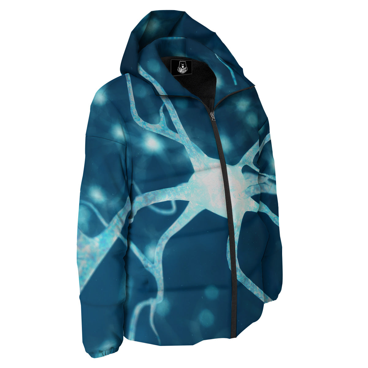 Neurons Inside The Brain Print Down Jacket-grizzshop