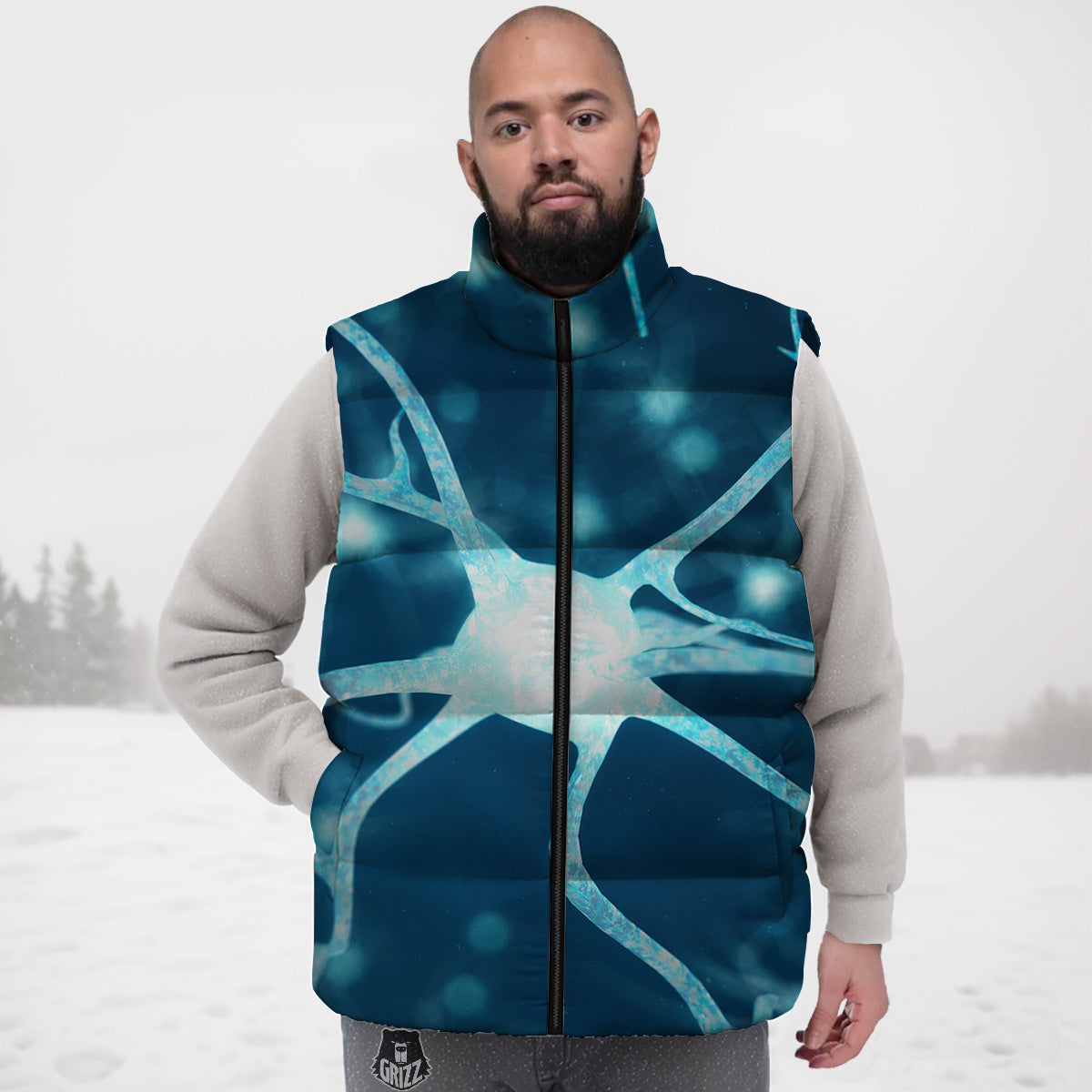 Neurons Inside The Brain Print Down Vest