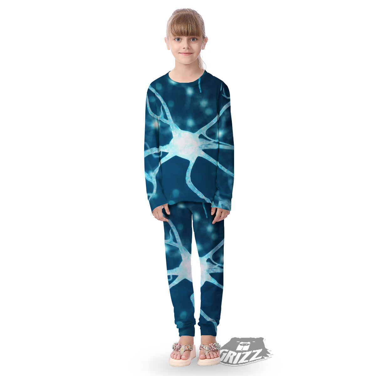Neurons Inside The Brain Print Kid's Pajamas-grizzshop