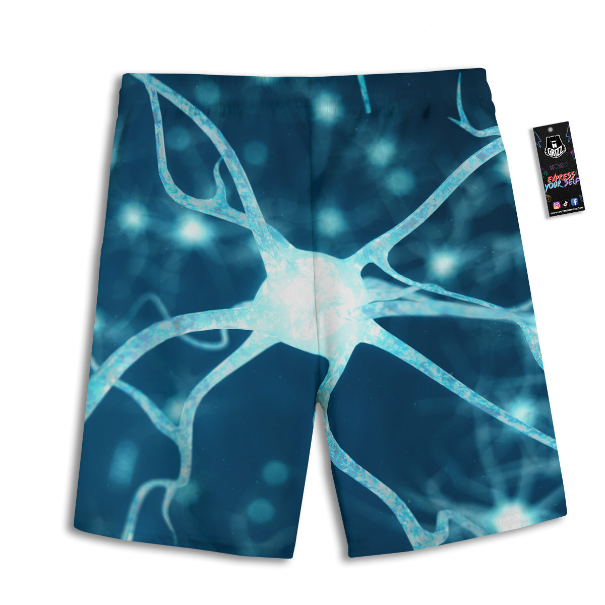 Neurons Inside The Brain Print Men's Athletic Shorts