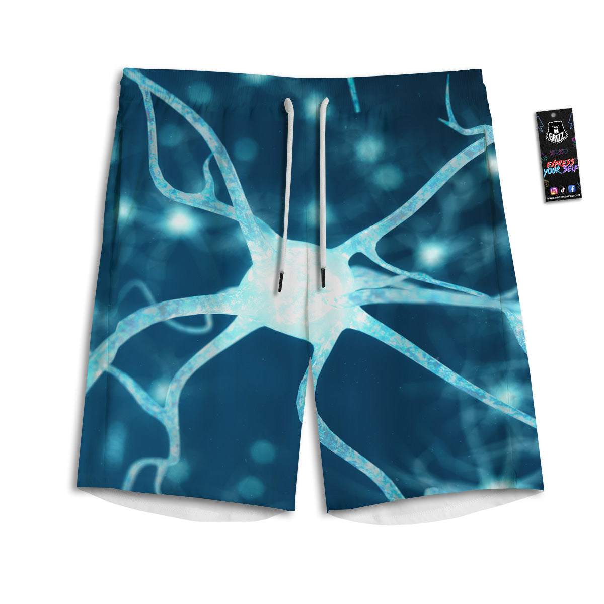 Neurons Inside The Brain Print Men's Athletic Shorts