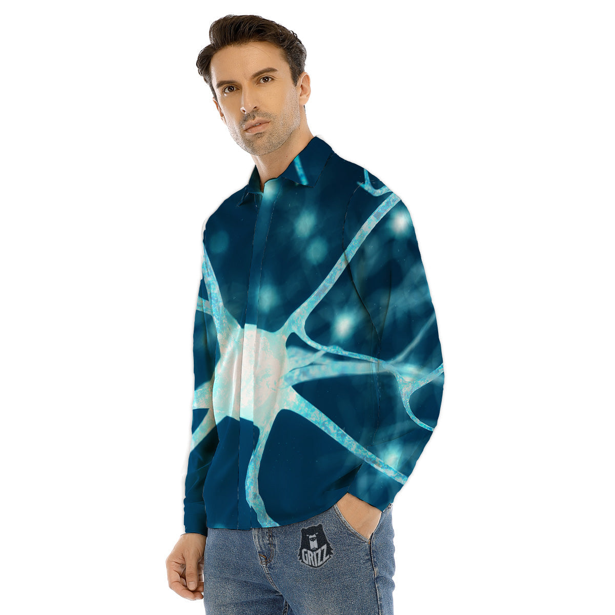 Neurons Inside The Brain Print Men's Dress Shirts-grizzshop