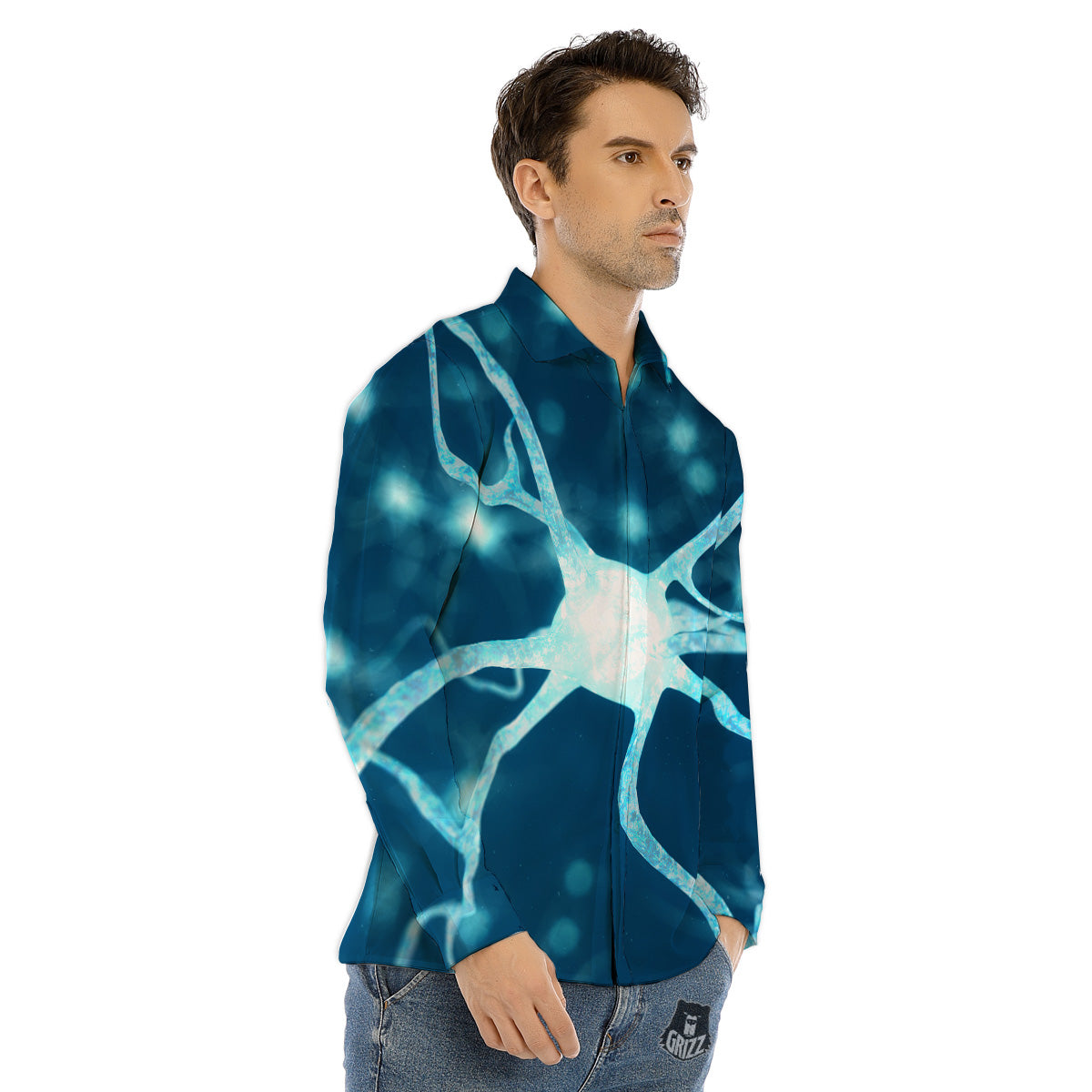 Neurons Inside The Brain Print Men's Dress Shirts-grizzshop