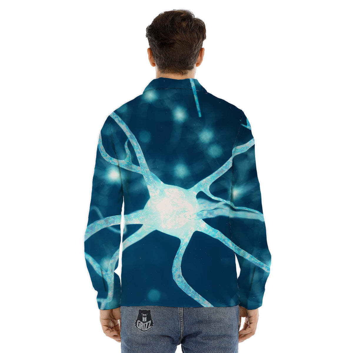 Neurons Inside The Brain Print Men's Dress Shirts-grizzshop