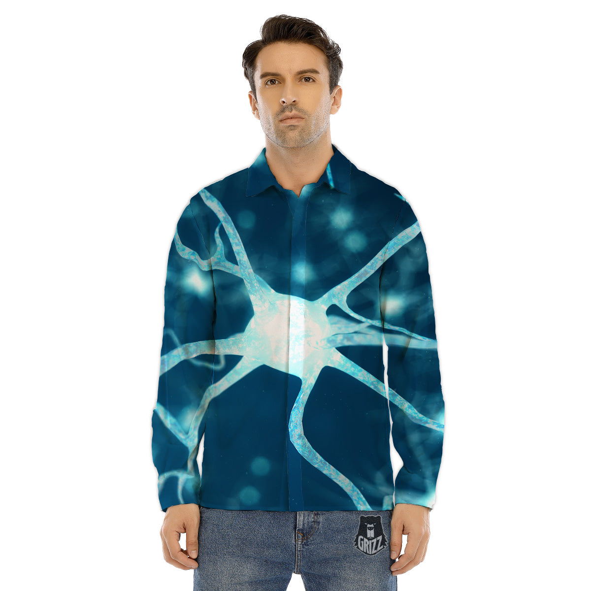 Neurons Inside The Brain Print Men's Dress Shirts-grizzshop