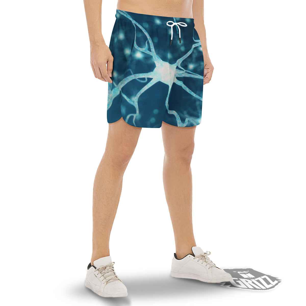 Neurons Inside The Brain Print Men's Gym Shorts-grizzshop