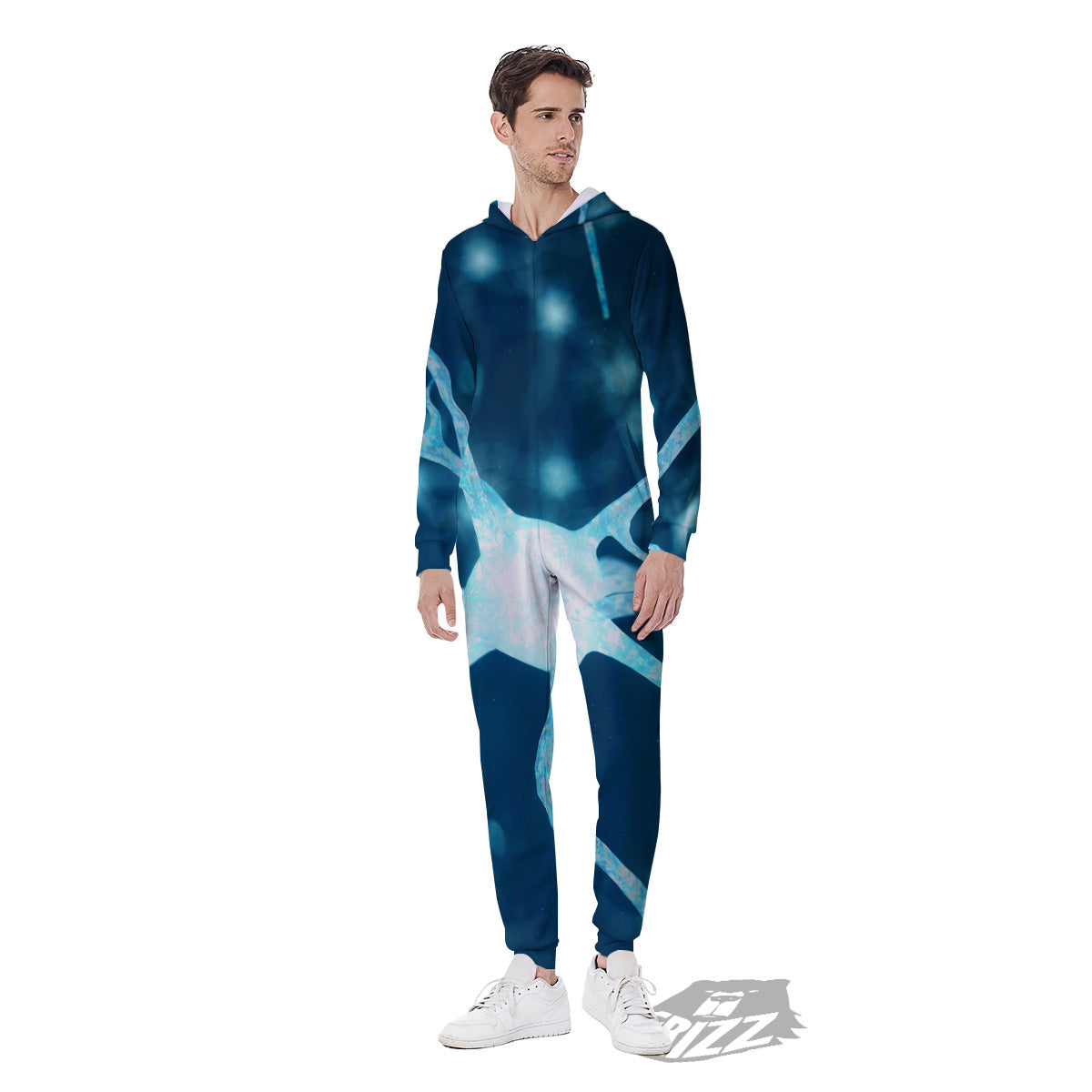 Neurons Inside The Brain Print Men's Jumpsuit-grizzshop