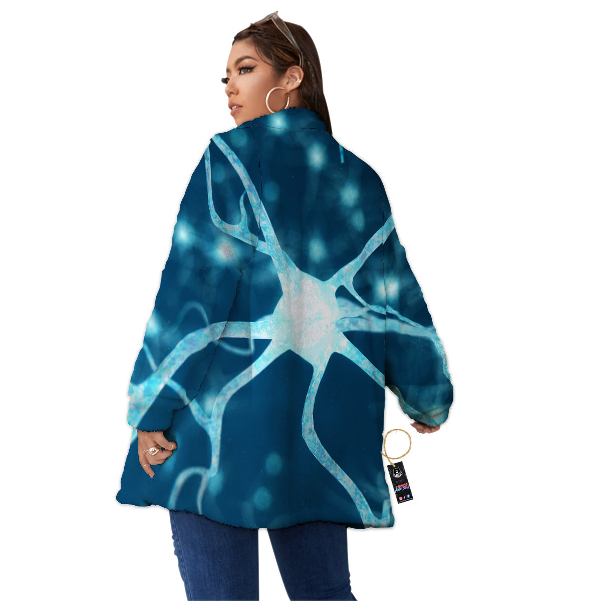 Neurons Inside The Brain Print Women's Sherpa Jacket-grizzshop