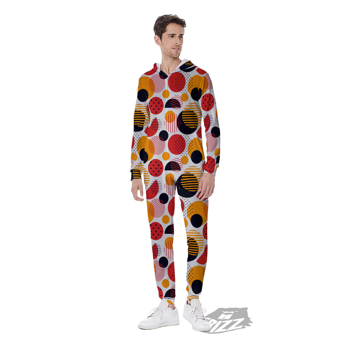 New Style Polka Dot Ornaments Print Pattern Men's Jumpsuit-grizzshop