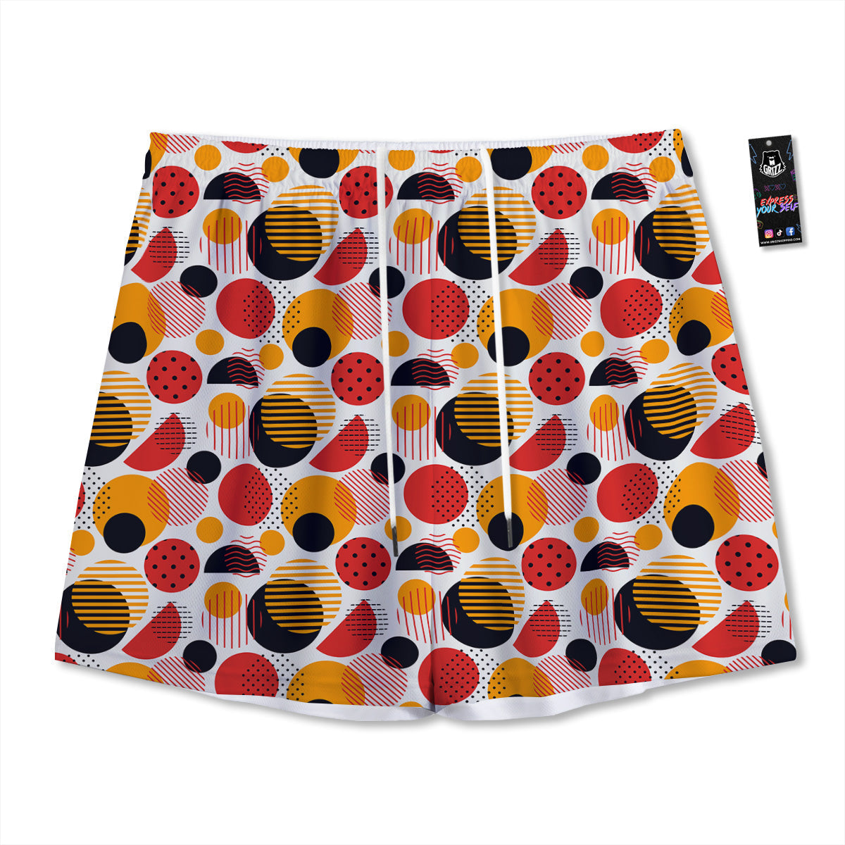 Peace Groovy Girly Print Pattern Mesh Shorts
